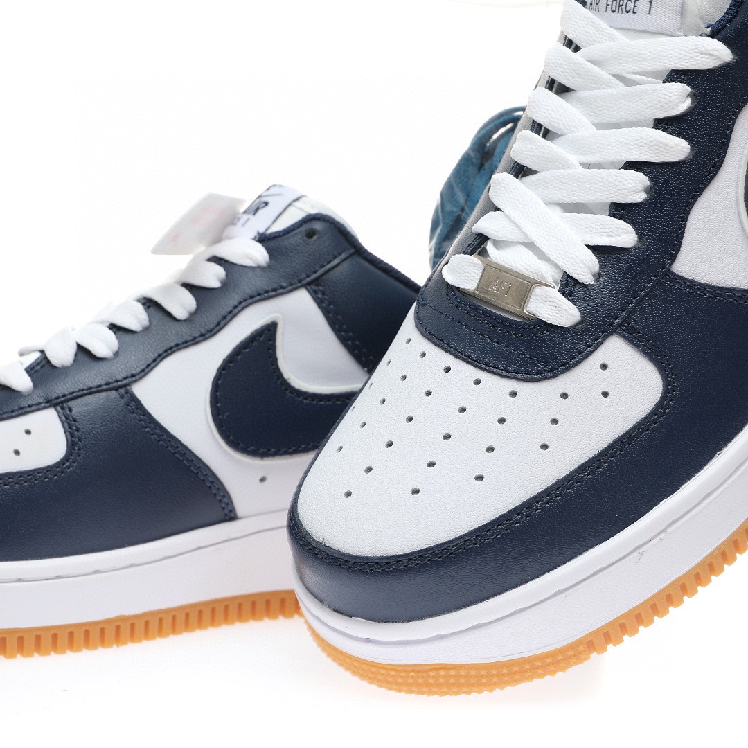Air Force 1 「皮革海軍藍白生膠底」
