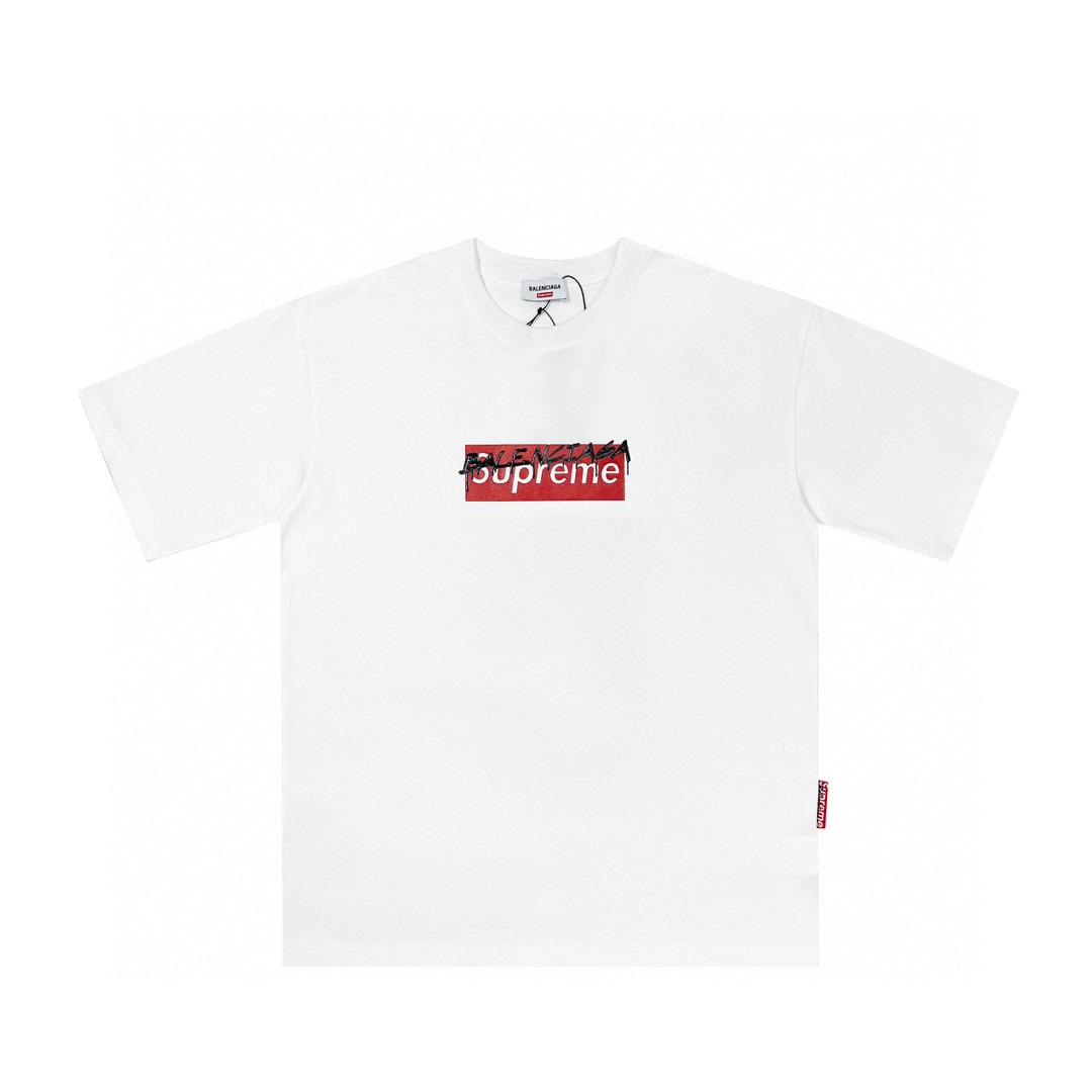 Supreme ✘ BALENCIAGA 巴黎世家聯名字母logo標識印花短袖