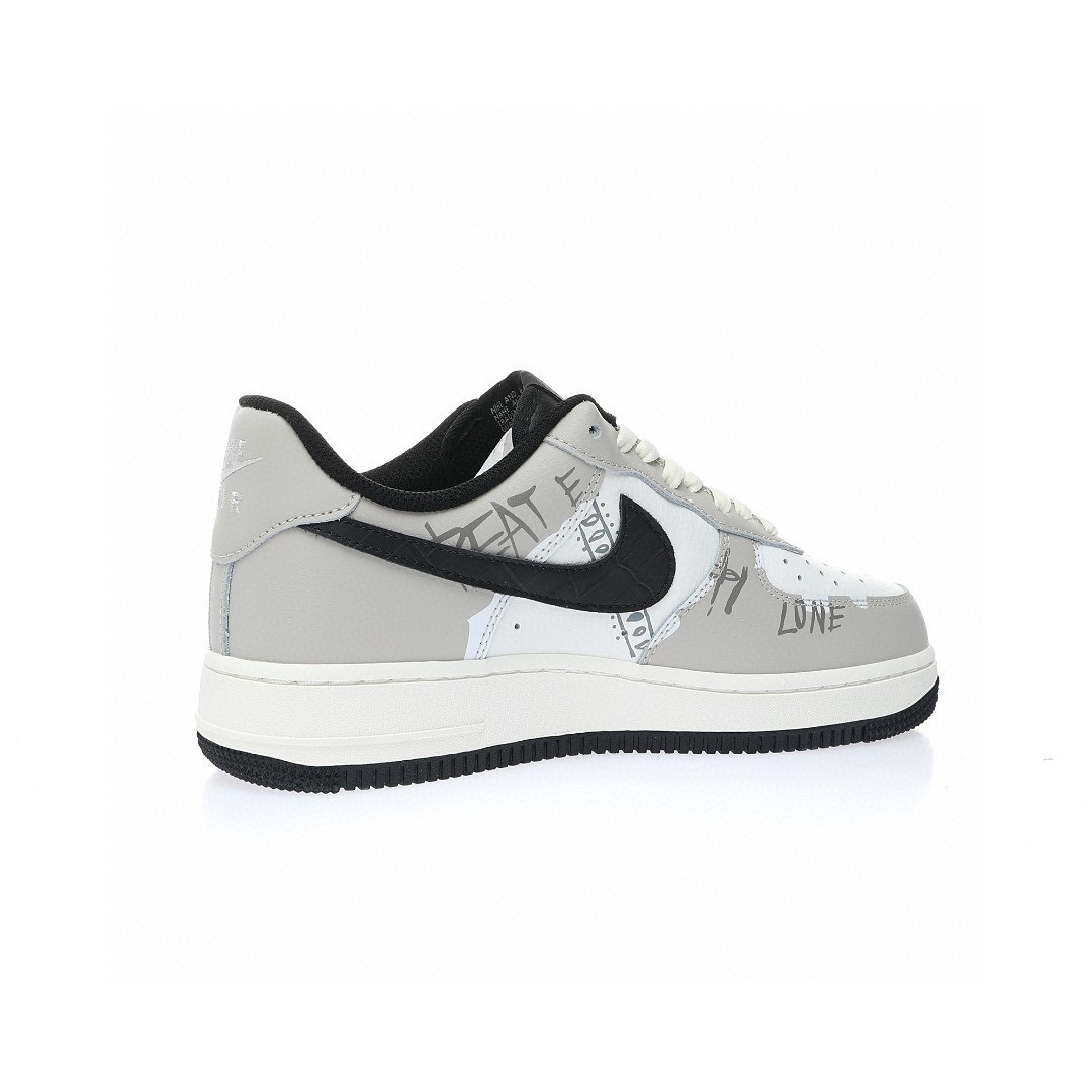 Nike Air Force 1 “淺灰白黑腰果花XX塗鴉”