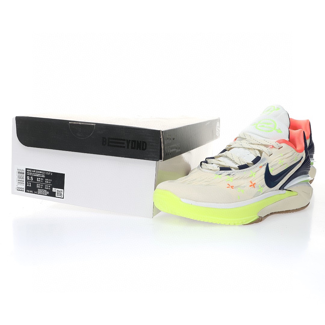 Nike Air Zoom GT Cut 2 EP"Crosshairs"超跑級2代低幫休閒運動籃球鞋「米白綠黑十字刺繡」