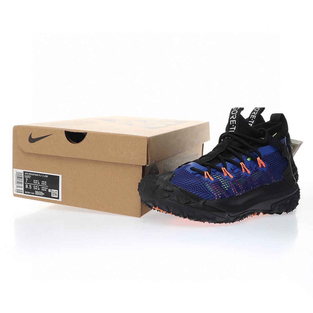NIKE ACG Mountain Fly GTX SE Mid"Black/Royal Blue/Orange"ACG山脈2代系列中幫戶外登山越跑徒步休閒運動鞋「網布黑皇家藍橘」