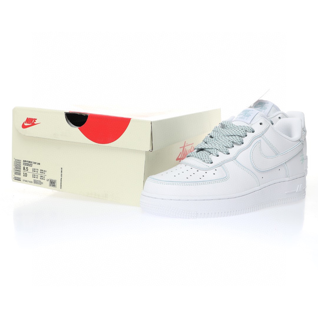 Nike Air Force 1 “皮革白淺綠邊反光”