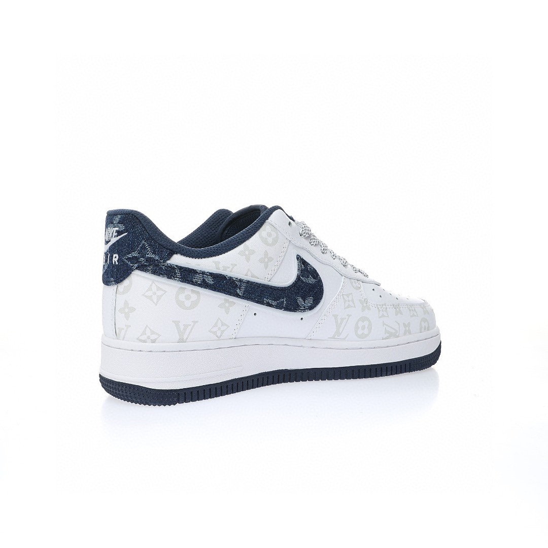 Louis Vuitton x Nike Air Force 1 「皮革白牛仔深藍灰LV老花」