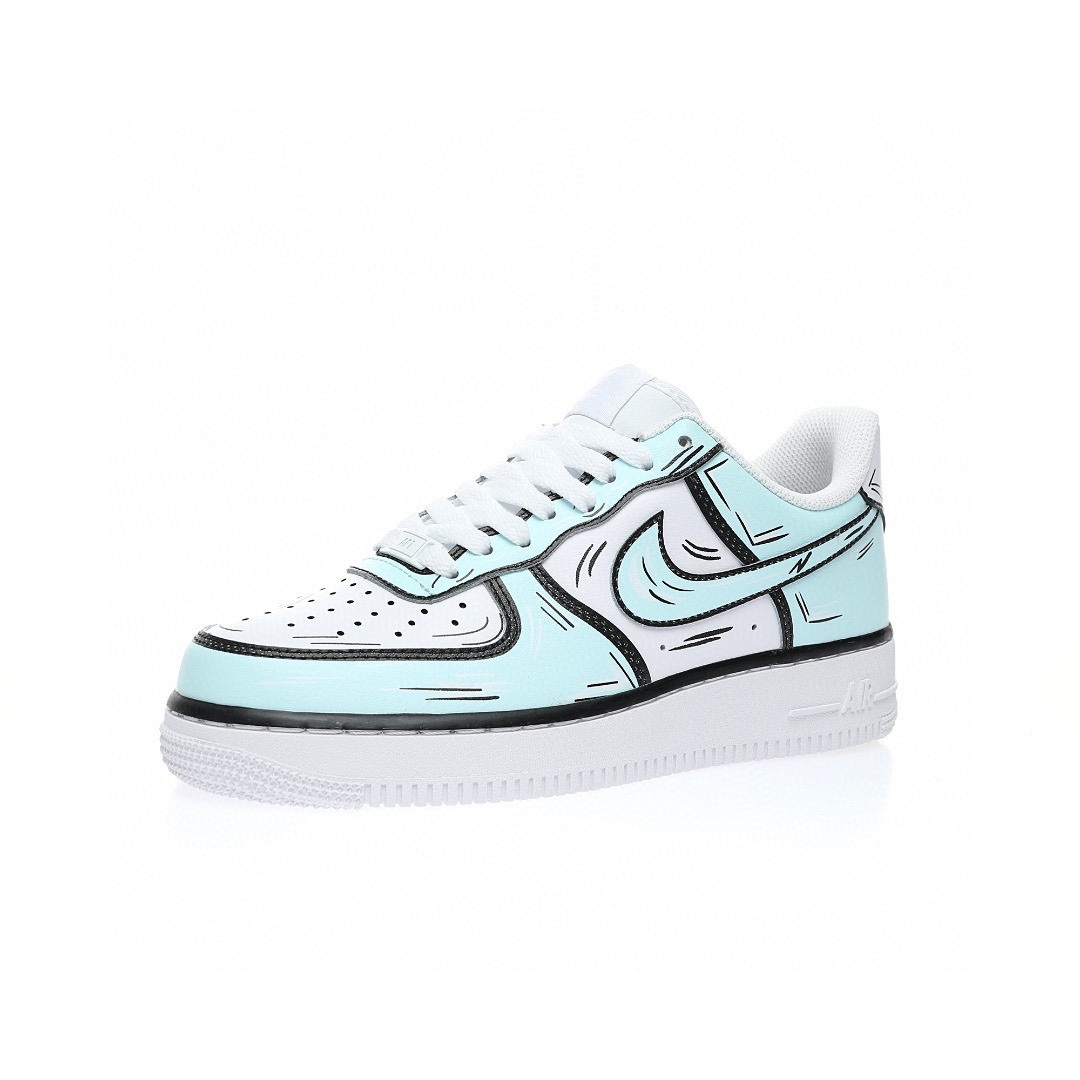 Nike Air Force 1 “二次元馬克筆塗鴉薄荷綠黑白”