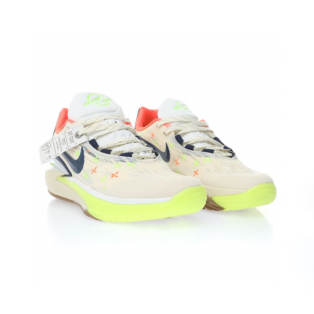 Nike Air Zoom GT Cut 2 EP"Crosshairs"超跑級2代低幫休閒運動籃球鞋「米白綠黑十字刺繡」