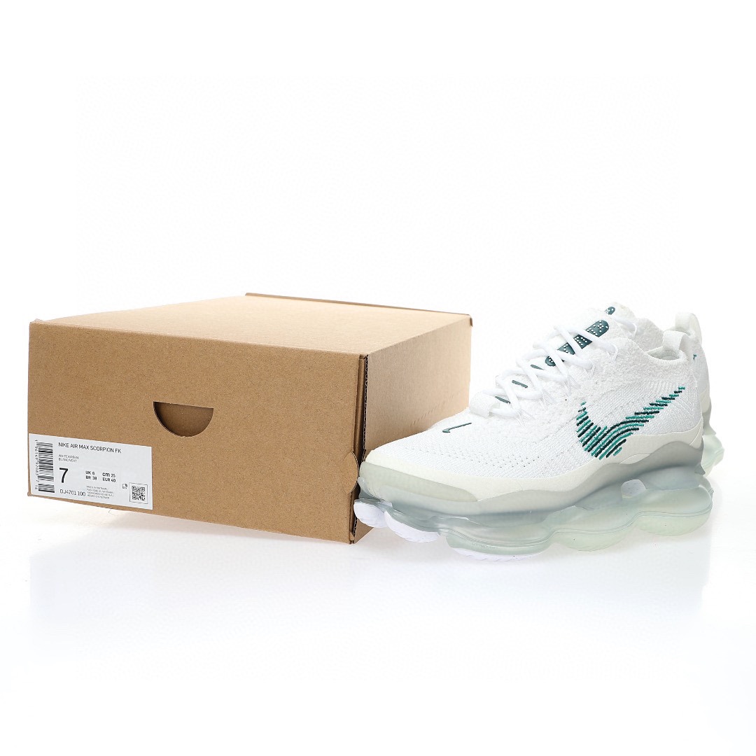Nike Air Max Scorpion Flyknit SE"White/Green"針織白綠孔雀藍