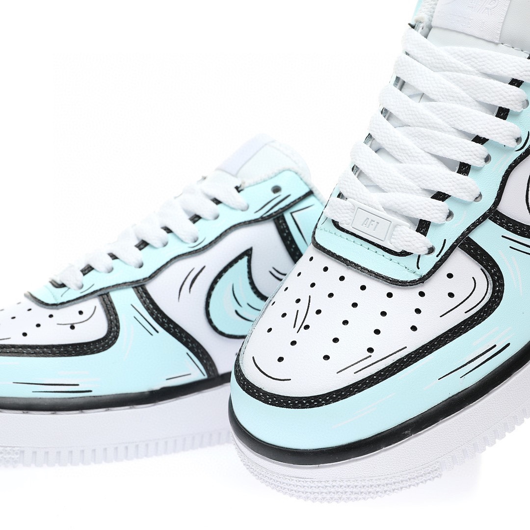 Nike Air Force 1 “二次元馬克筆塗鴉薄荷綠黑白”