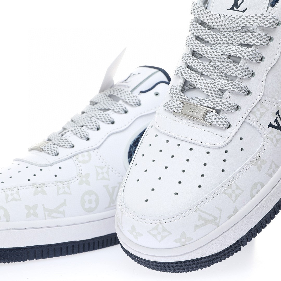 Louis Vuitton x Nike Air Force 1 「皮革白牛仔深藍灰LV老花」