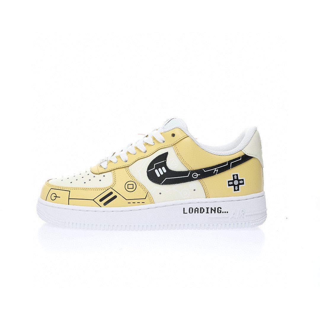 Nike Air Force 1 “皮革白黑淺黃遊戲印花”