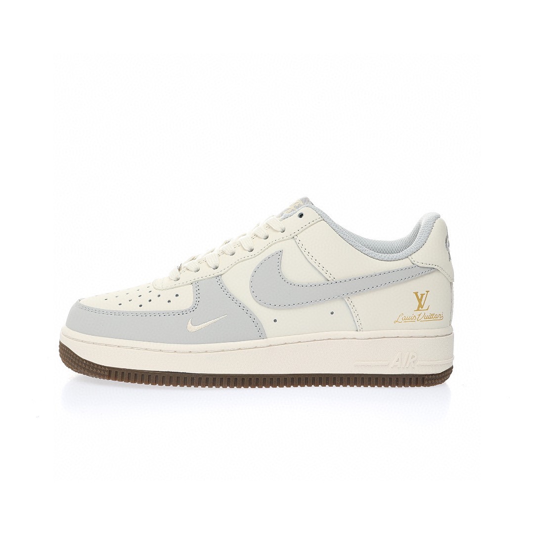 Nike Air Force 1 “拼接奶白淺灰金LV印花”