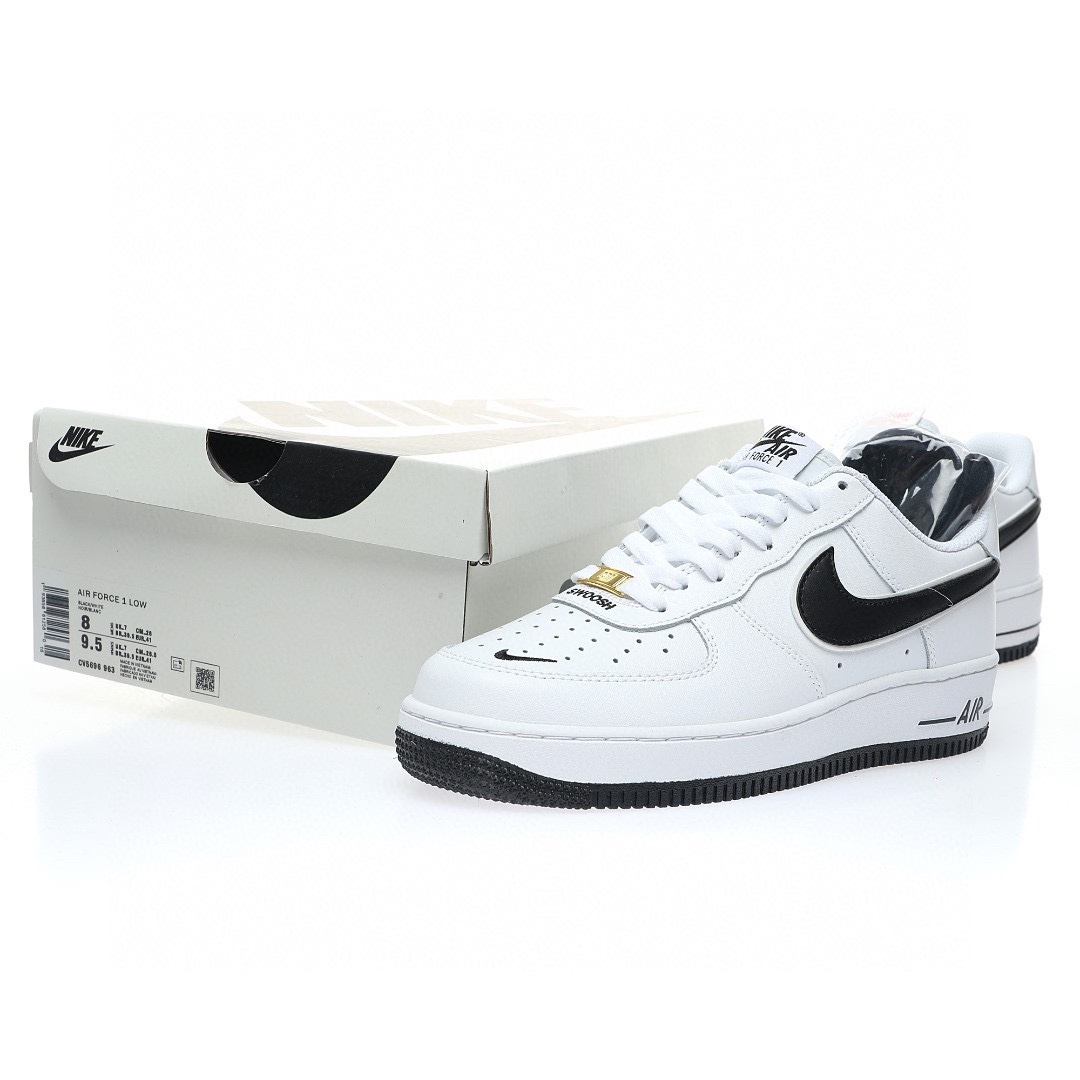 Nike Air Force 1 “皮革白黑刺繡小鉤子”