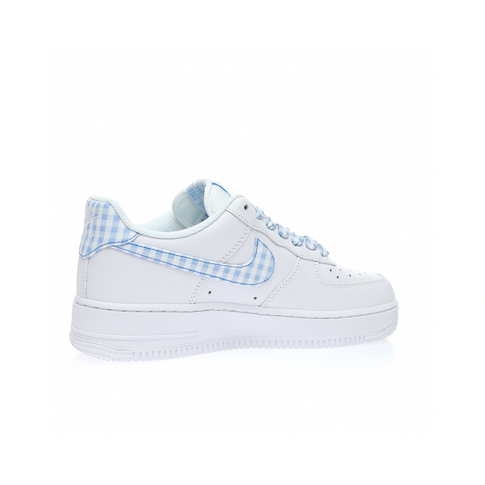 Nike Air Force 1 “皮革白淺藍條紋格子”
