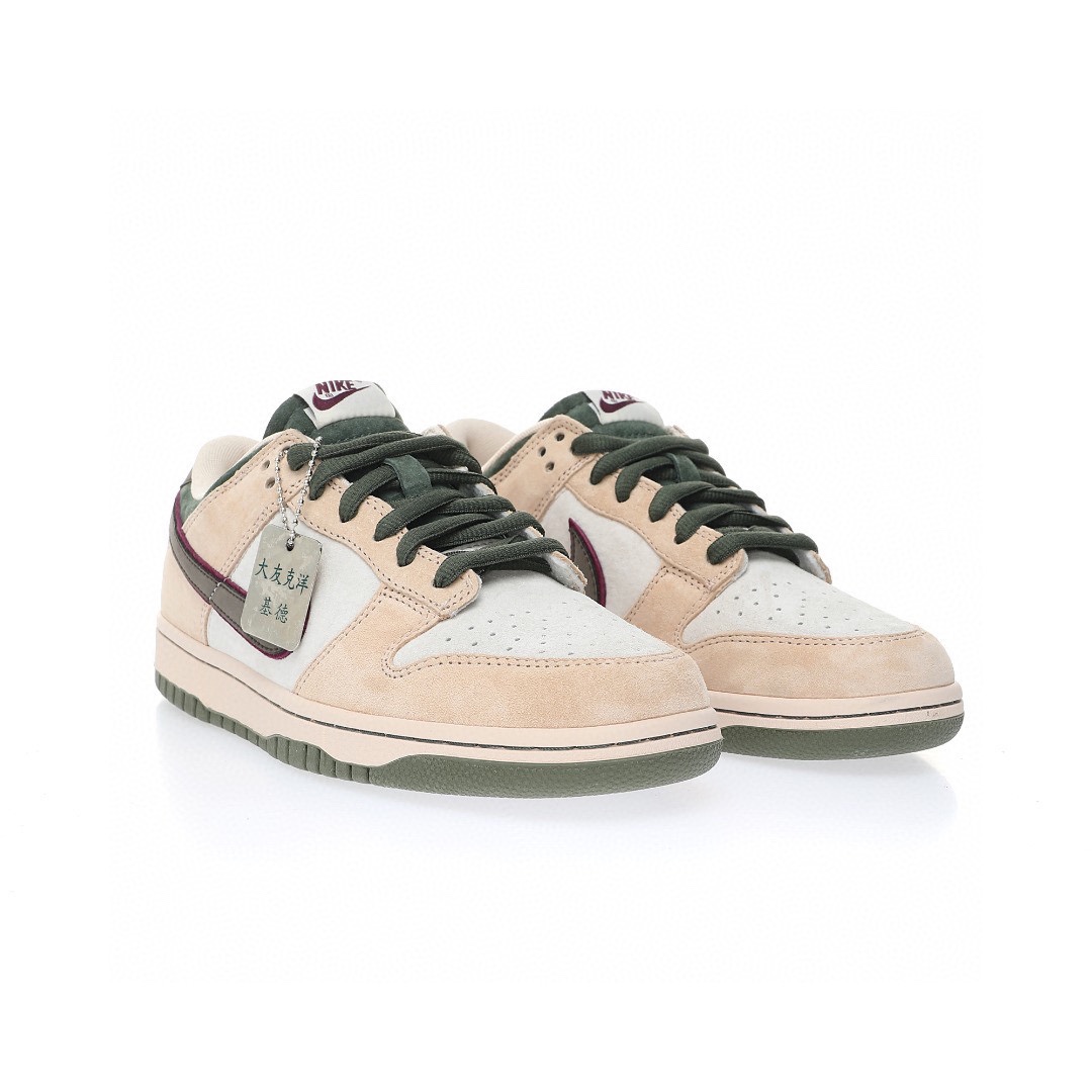 Dunk Low “淺灰黑橄欖綠三槓刺繡雙鉤”