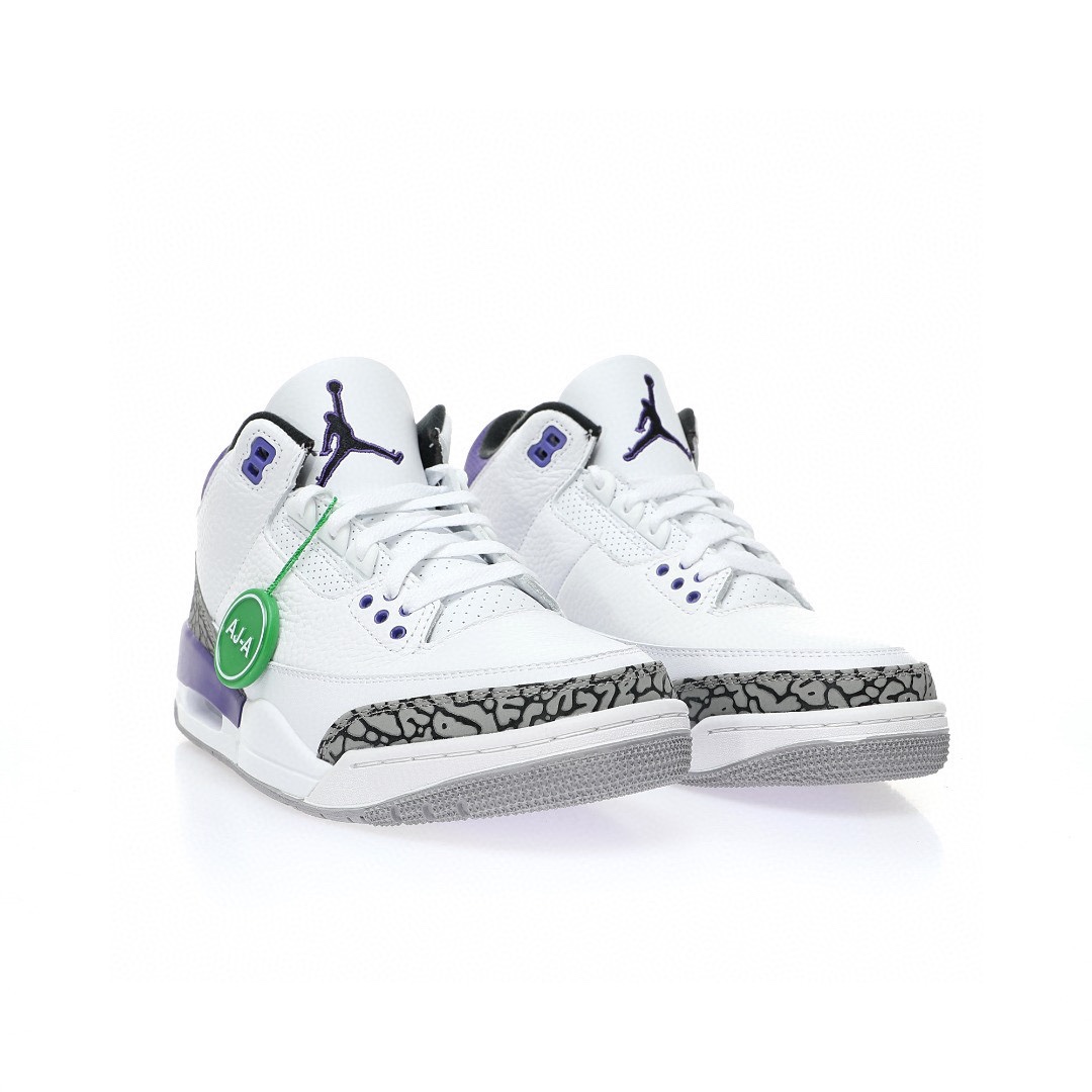 Air Jordan 3 白葡萄紫水泥爆裂紋