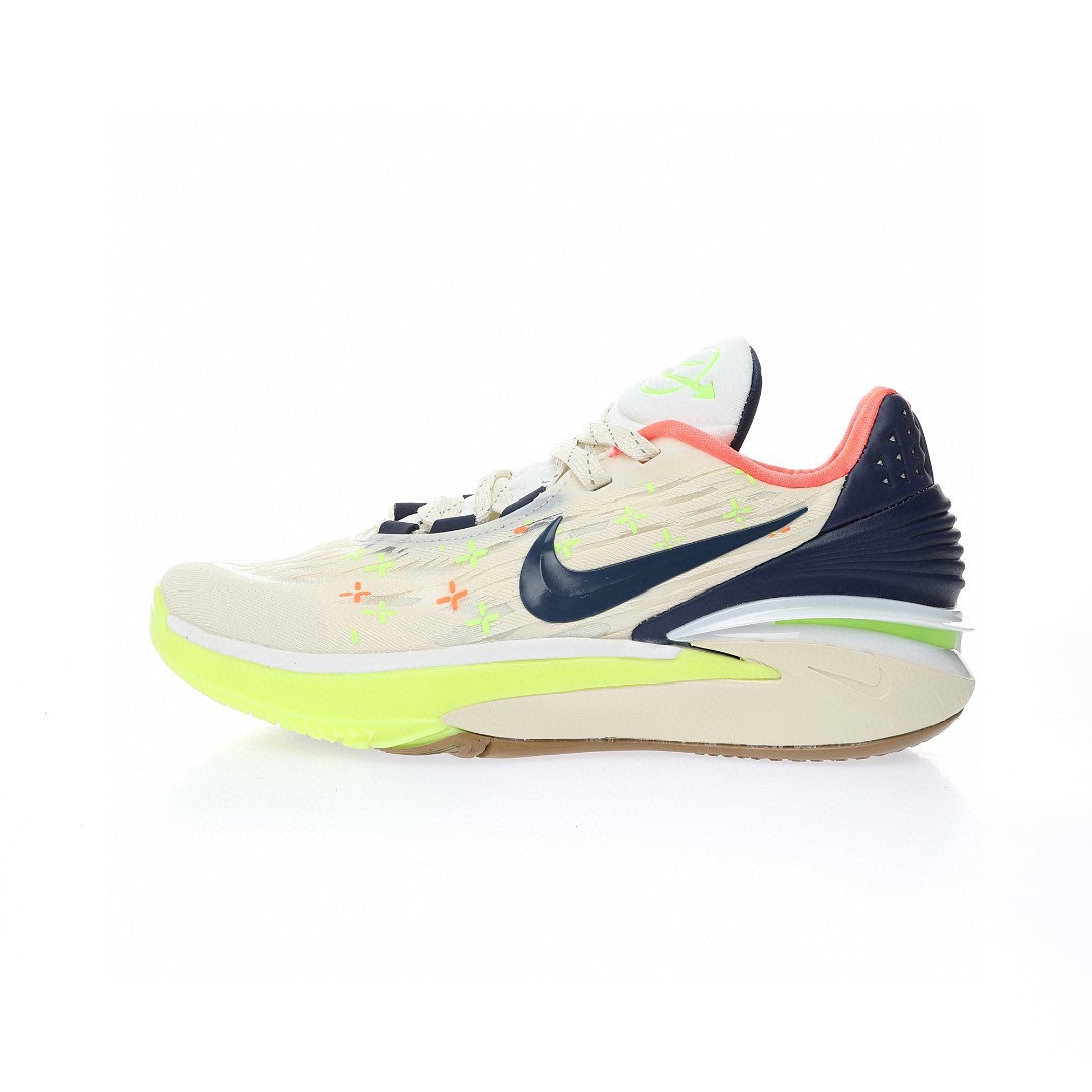 Nike Air Zoom GT Cut 2 EP"Crosshairs"超跑級2代低幫休閒運動籃球鞋「米白綠黑十字刺繡」