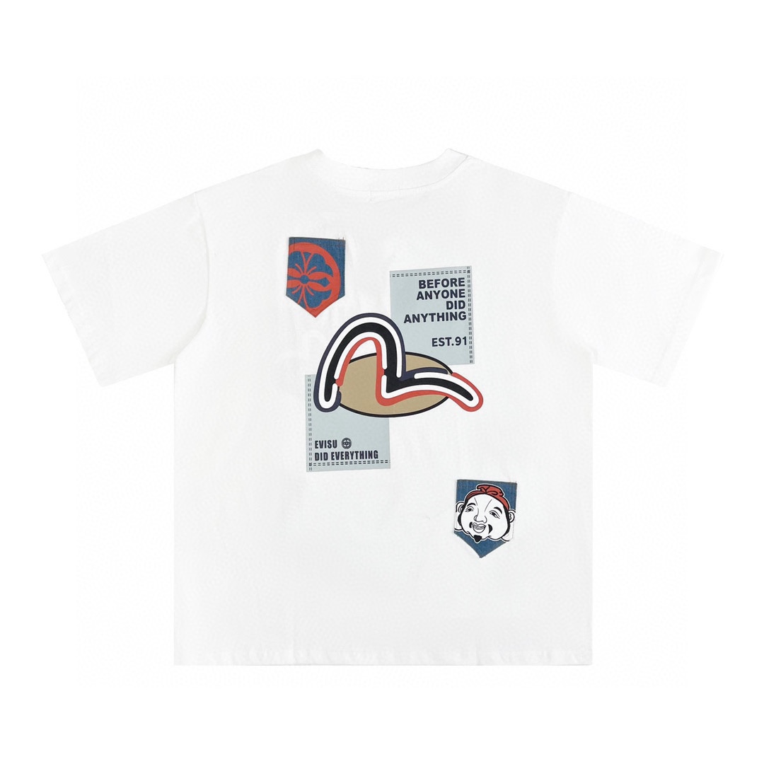 EVISU福神 海鷗佛頭牛仔口袋短袖T恤