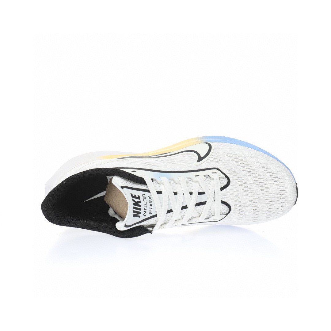 Nike Air Zoom Pegasus 39代超級飛馬渦輪增壓馬拉松休閒運動慢跑鞋「網織白黑藍黃漸變」