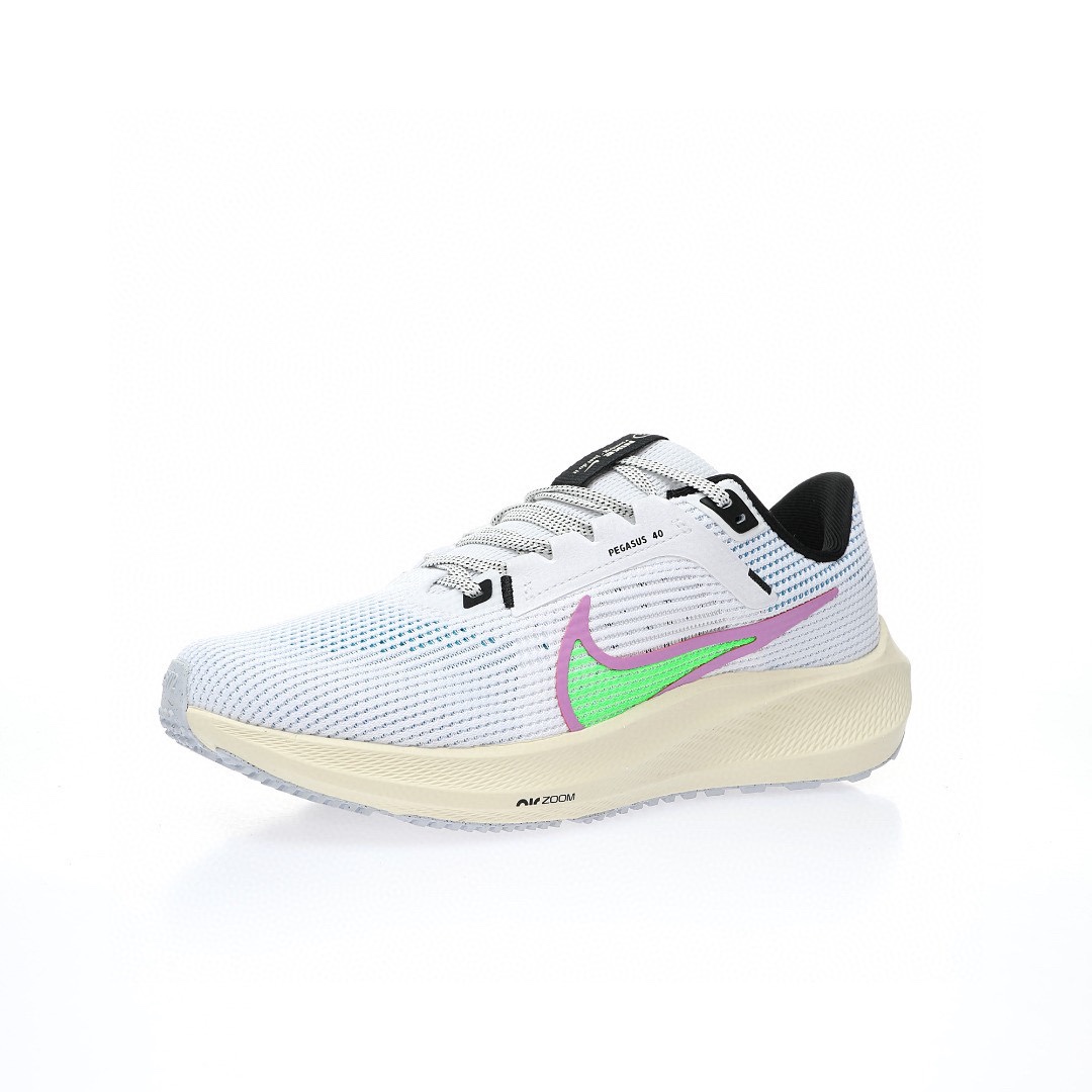 Nike Air Zoom Pegasus 40 Wide"White/Color"40代超級飛馬渦輪增壓馬拉松休閒運動慢跑鞋「網織白黑彩色鴛鴦鈎子」