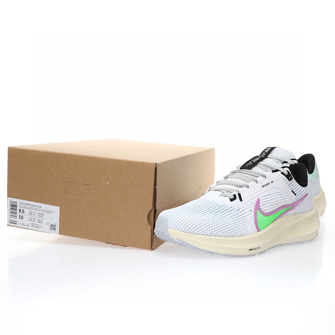 Nike Air Zoom Pegasus 40 Wide"White/Color"40代超級飛馬渦輪增壓馬拉松休閒運動慢跑鞋「網織白黑彩色鴛鴦鈎子」