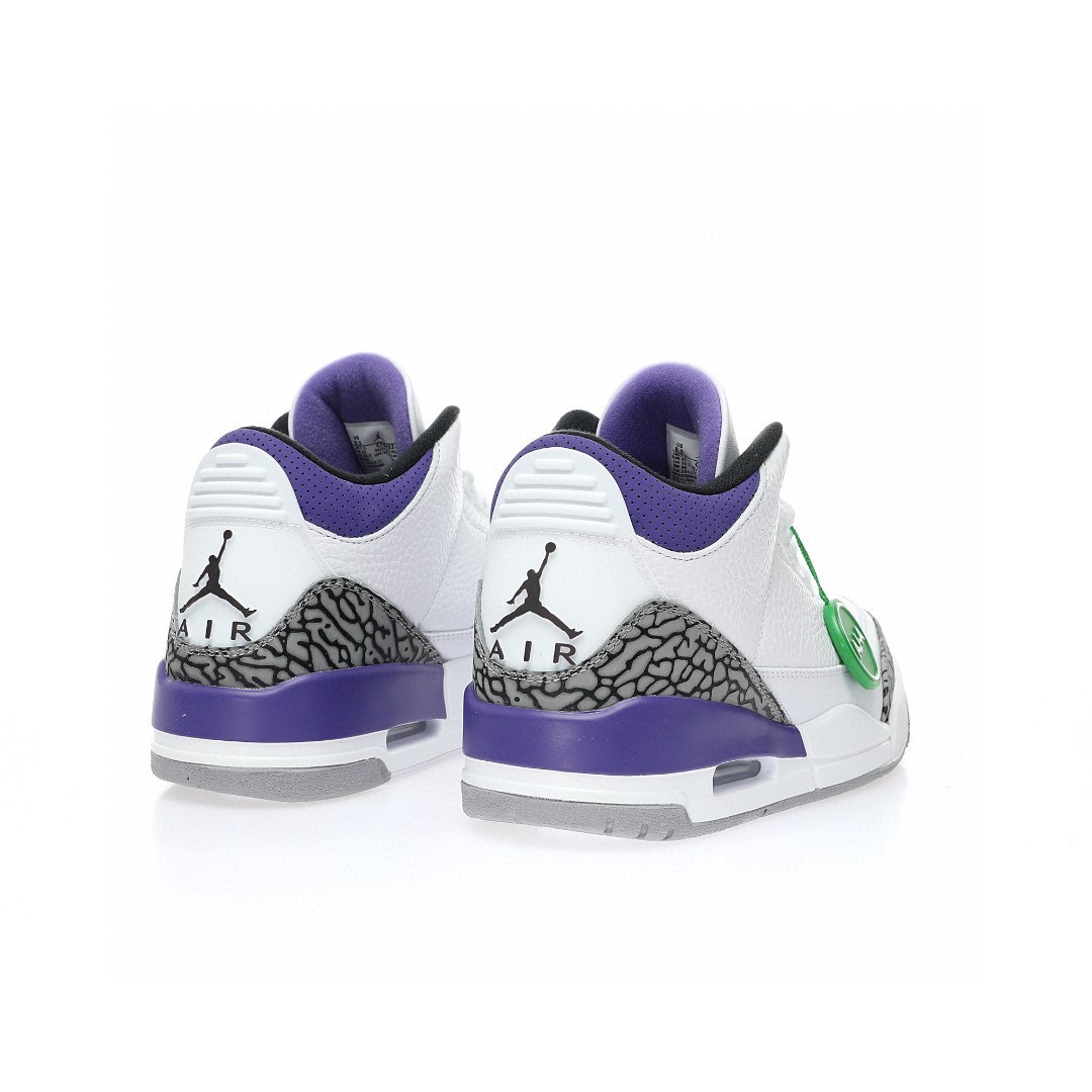 Air Jordan 3 白葡萄紫水泥爆裂紋