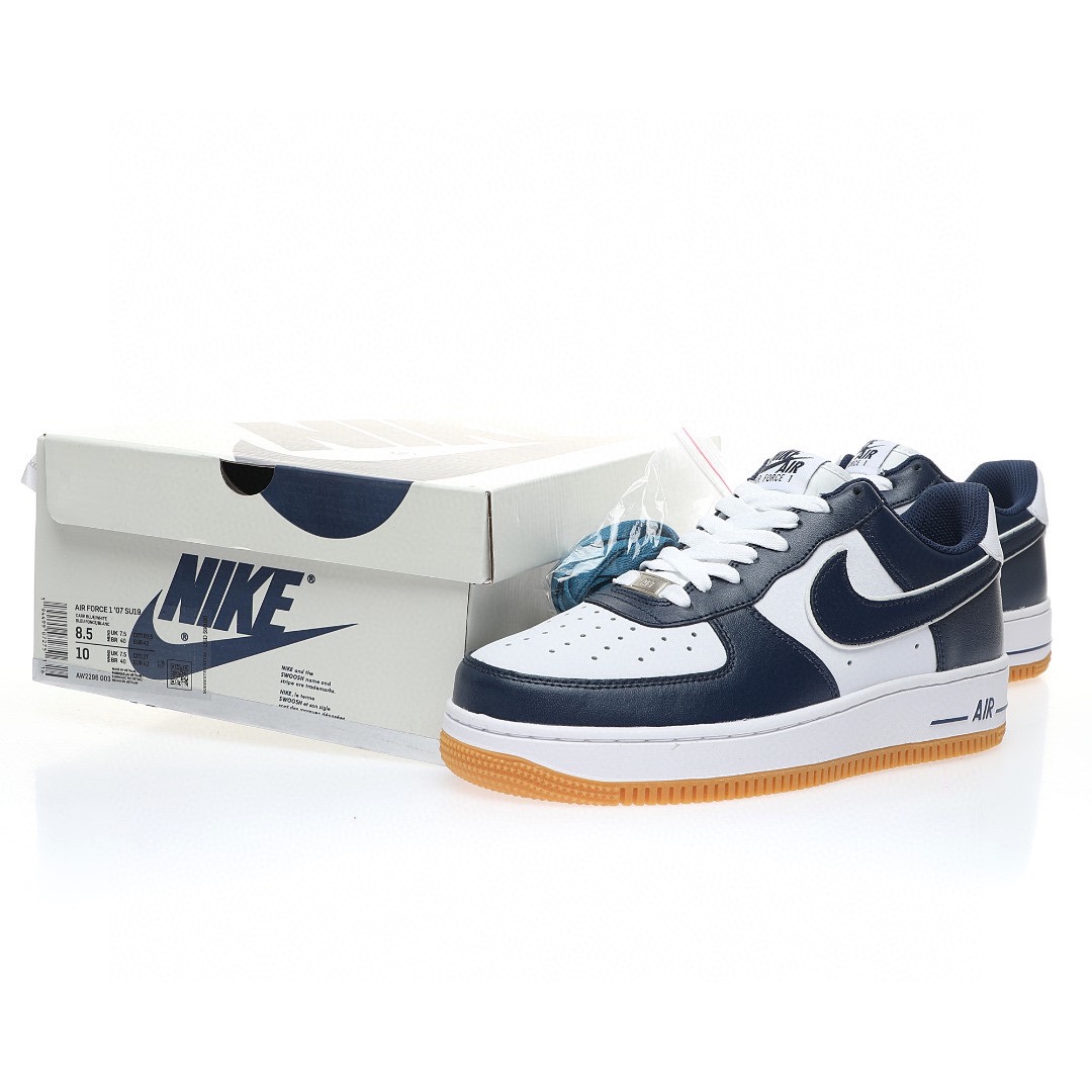 Air Force 1 「皮革海軍藍白生膠底」