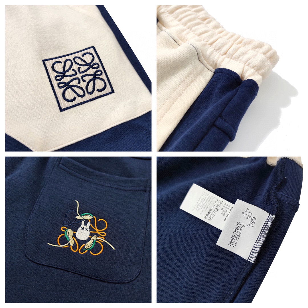 LOEWE罗意威大口袋龙猫拼色刺绣短裤「女」