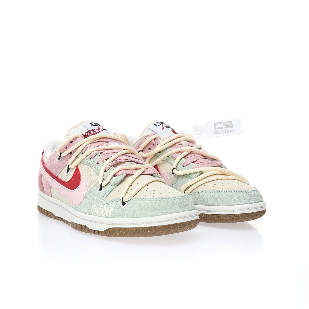Dunk Low 翻毛淺灰粉紅雙鈎兔子