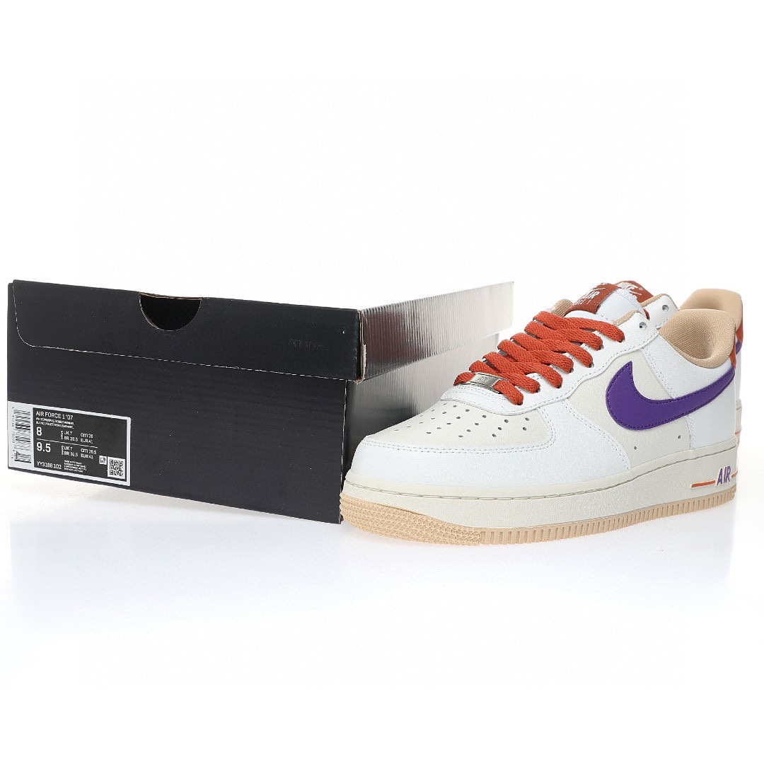 Nike Air Force 1 “皮革白米舊橘紫”