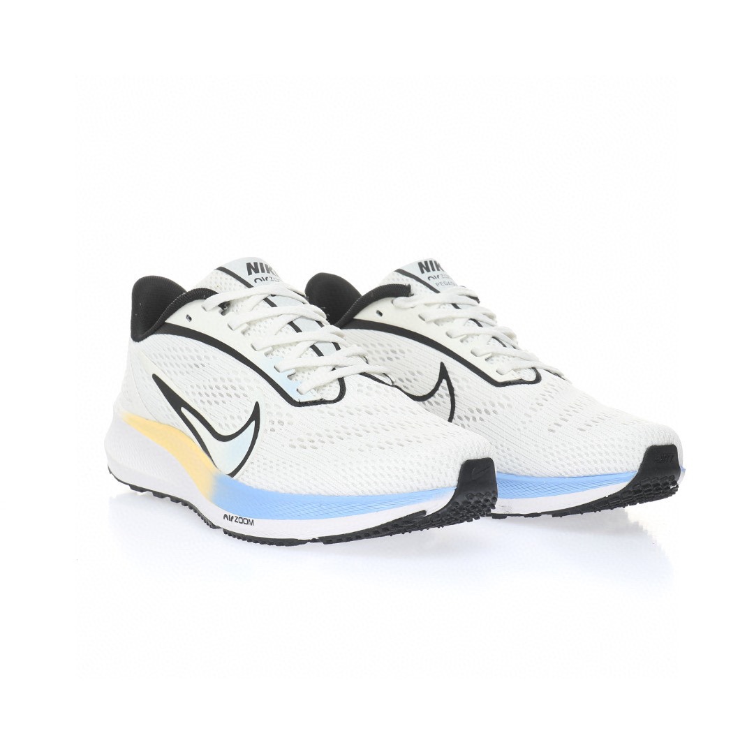 Nike Air Zoom Pegasus 39代超級飛馬渦輪增壓馬拉松休閒運動慢跑鞋「網織白黑藍黃漸變」