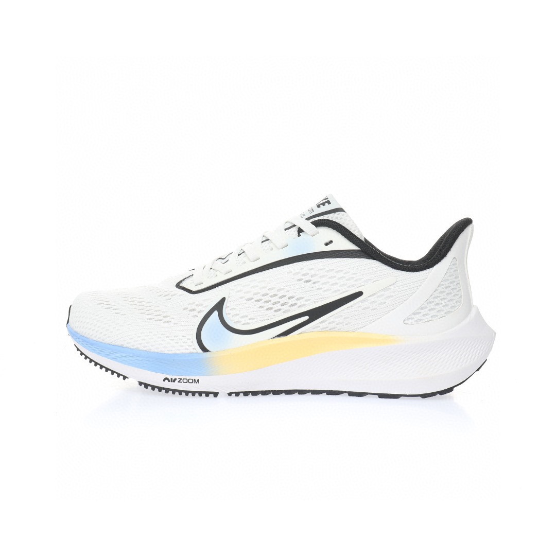 Nike Air Zoom Pegasus 39代超級飛馬渦輪增壓馬拉松休閒運動慢跑鞋「網織白黑藍黃漸變」