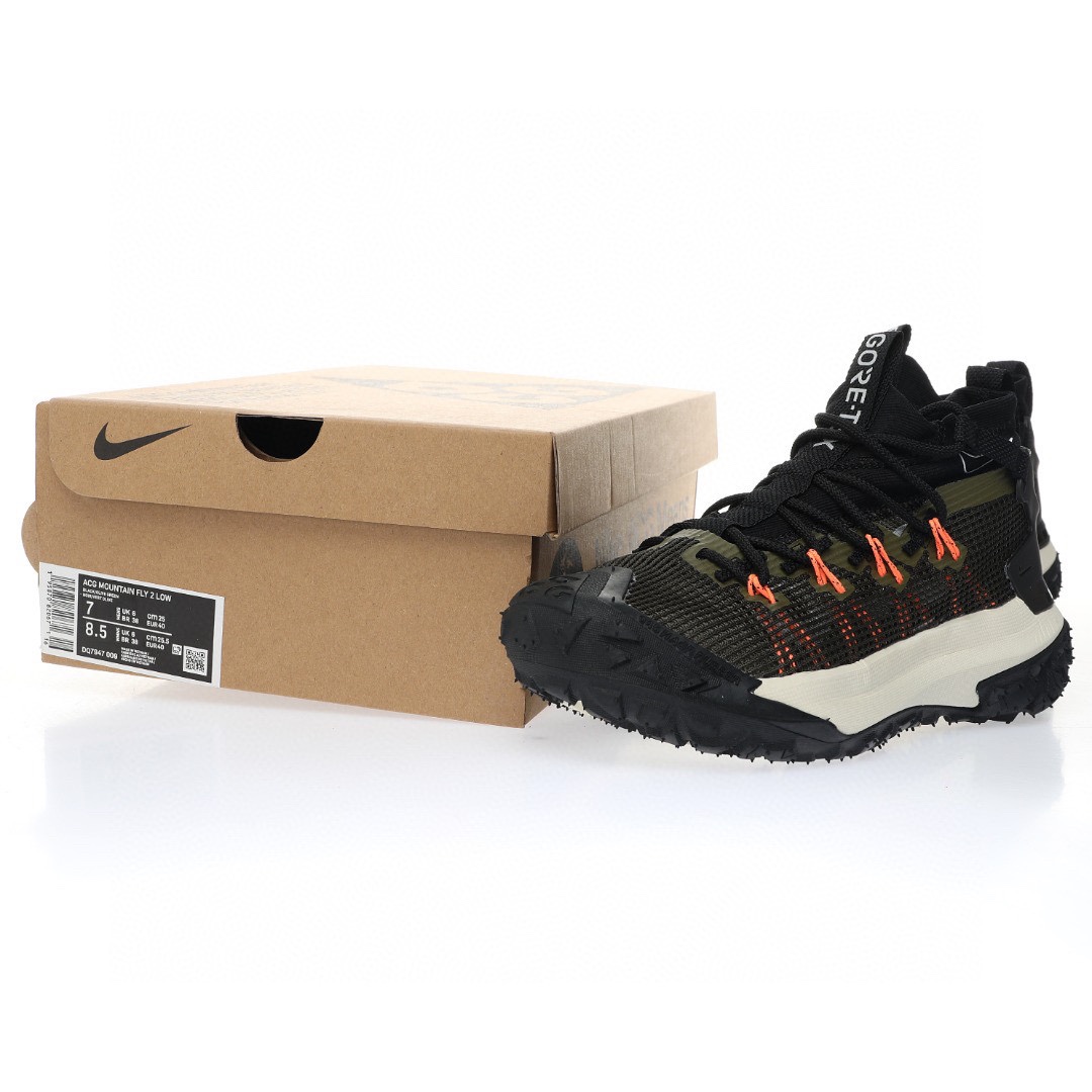NIKE ACG Mountain Fly GTX SE Mid"Black/Olive Green"ACG山脈2代系列中幫戶外登山越跑徒步休閒運動鞋「網布黑橄欖綠橙」