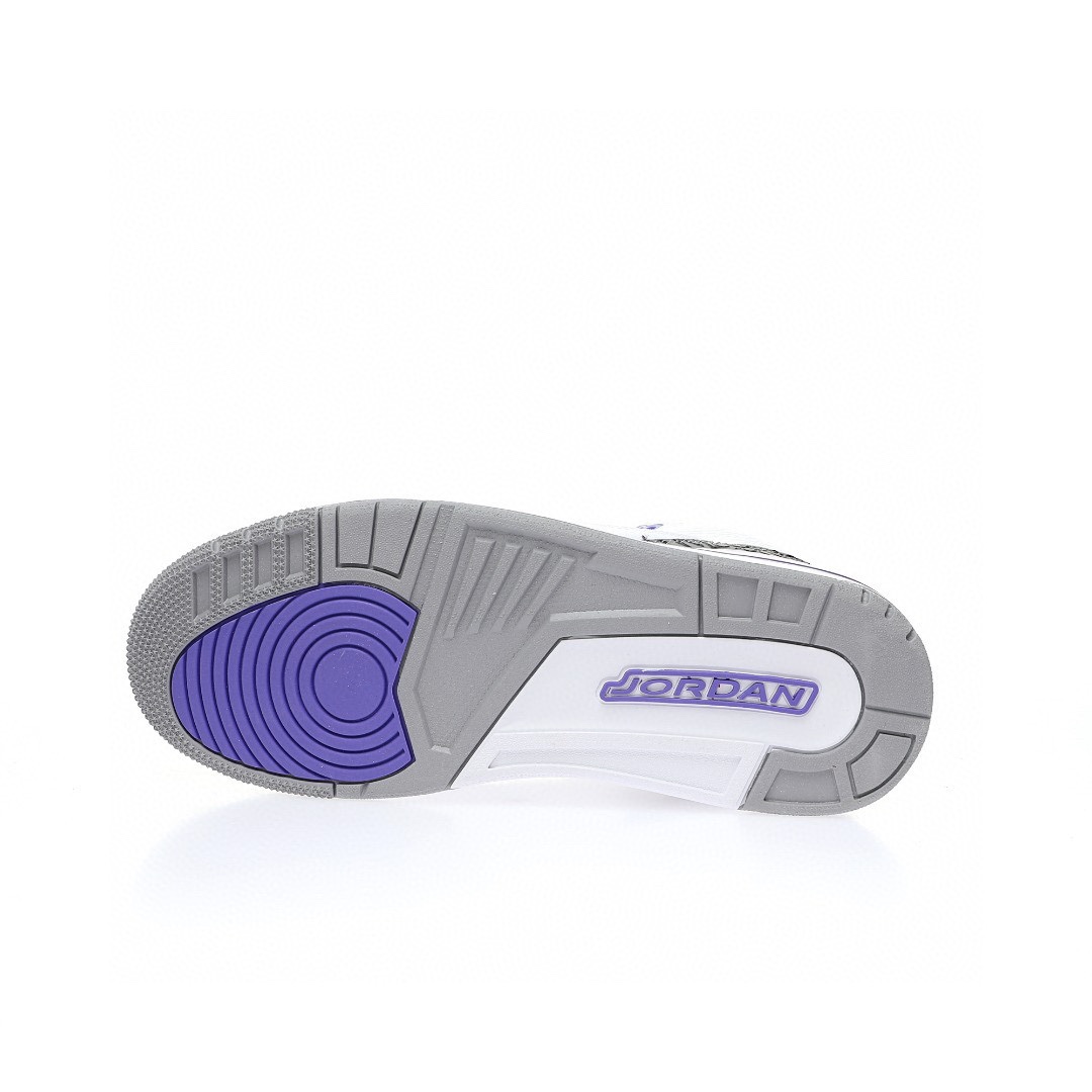 Air Jordan 3 白葡萄紫水泥爆裂紋