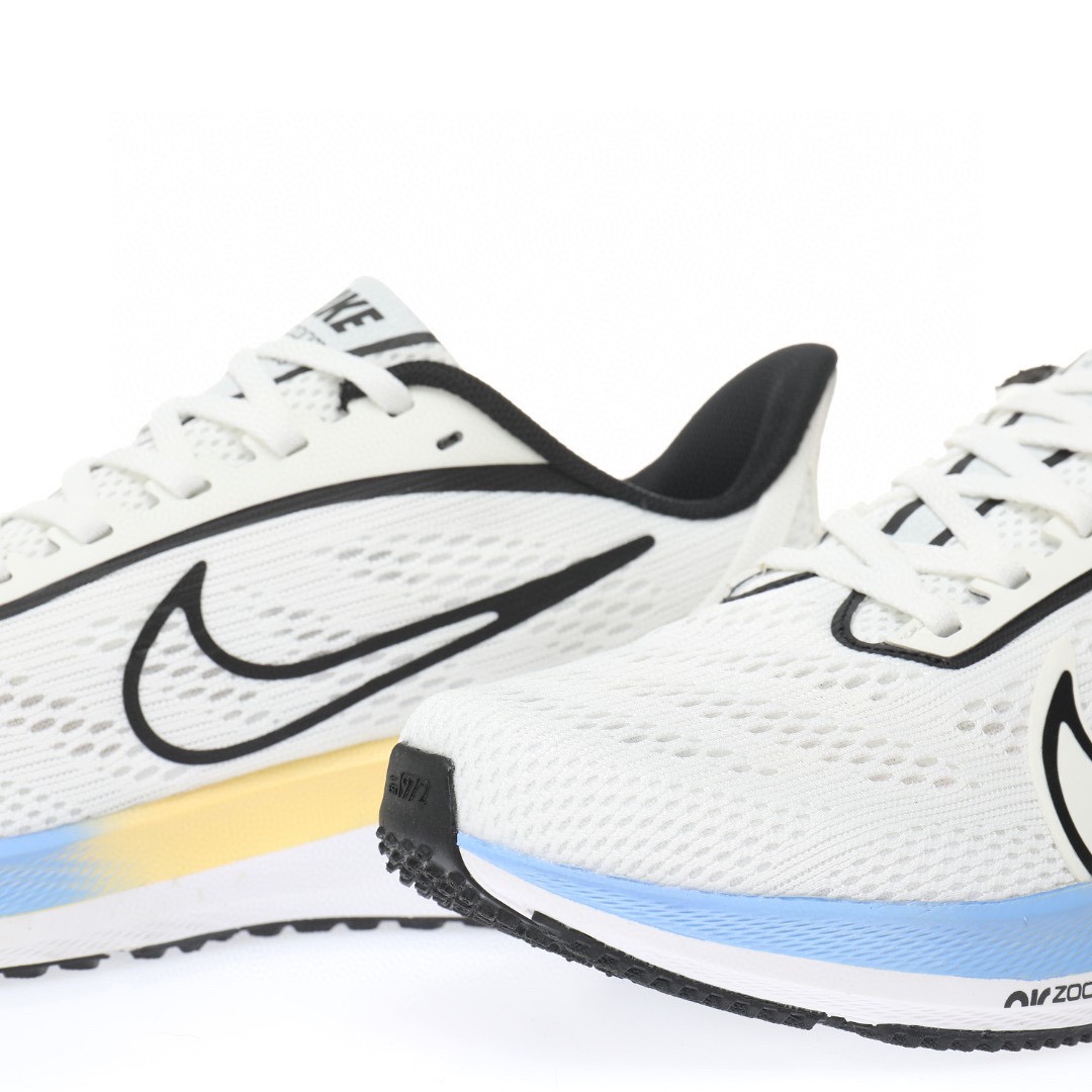 Nike Air Zoom Pegasus 39代超級飛馬渦輪增壓馬拉松休閒運動慢跑鞋「網織白黑藍黃漸變」