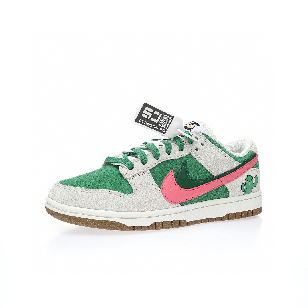 Dunk Low 翻毛淺灰綠粉雙鈎仙人掌