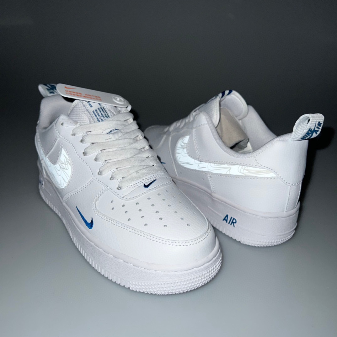 Nike Air Force 1 “皮革白寶藍小雙鉤3M鉤”