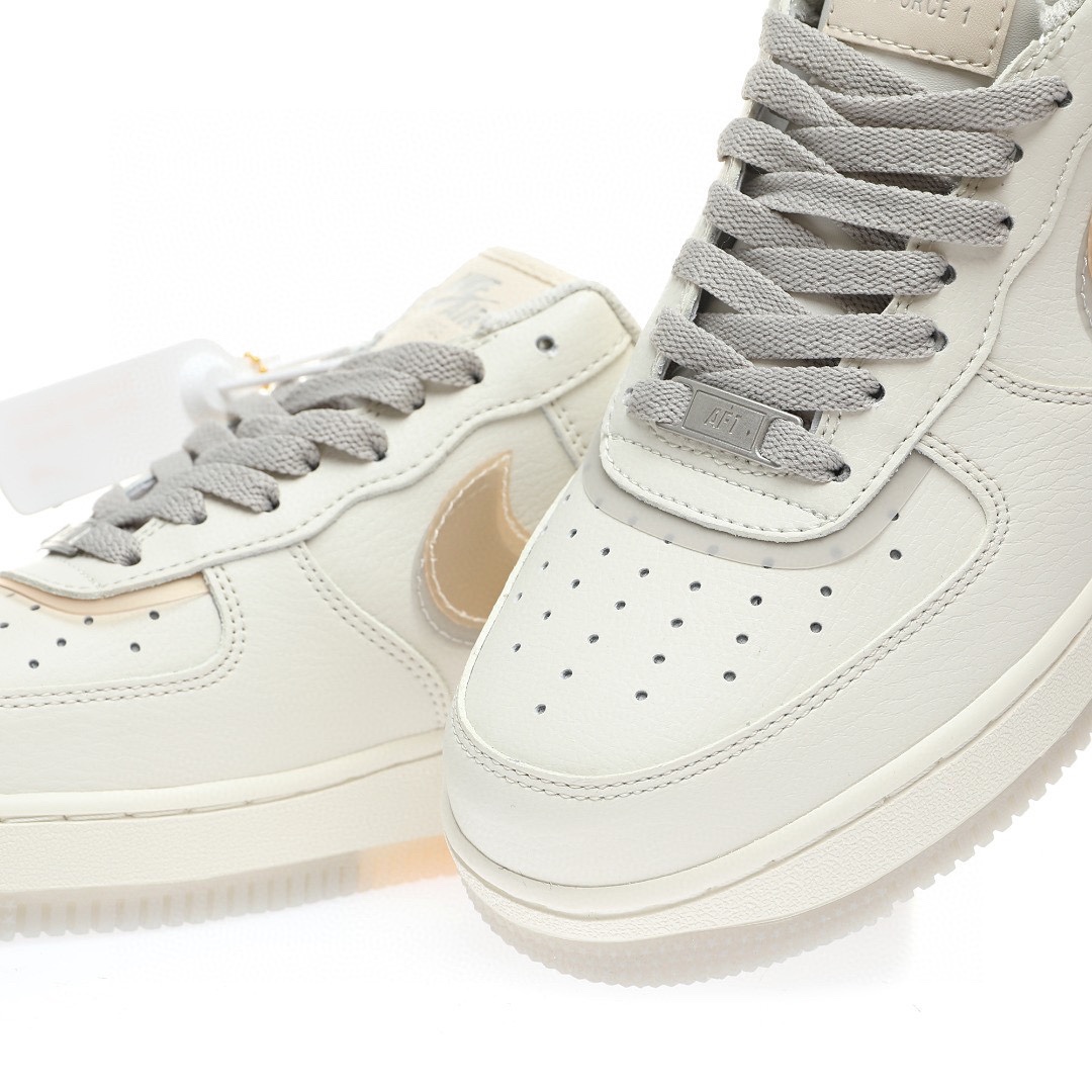 Nike Air Force 1 「米白灰淡黃CC香奈兒雙鈎」