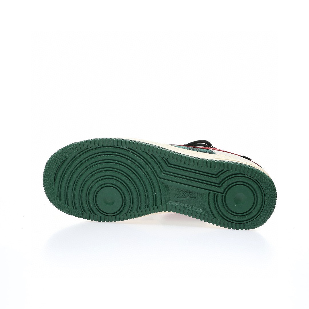 Nike Air Force 1 07 LV8 Low"Beige White/Green/Black GG"空軍一號經典低幫百搭休閒運動板鞋「拼接米白紅綠黑GG布綁繩」