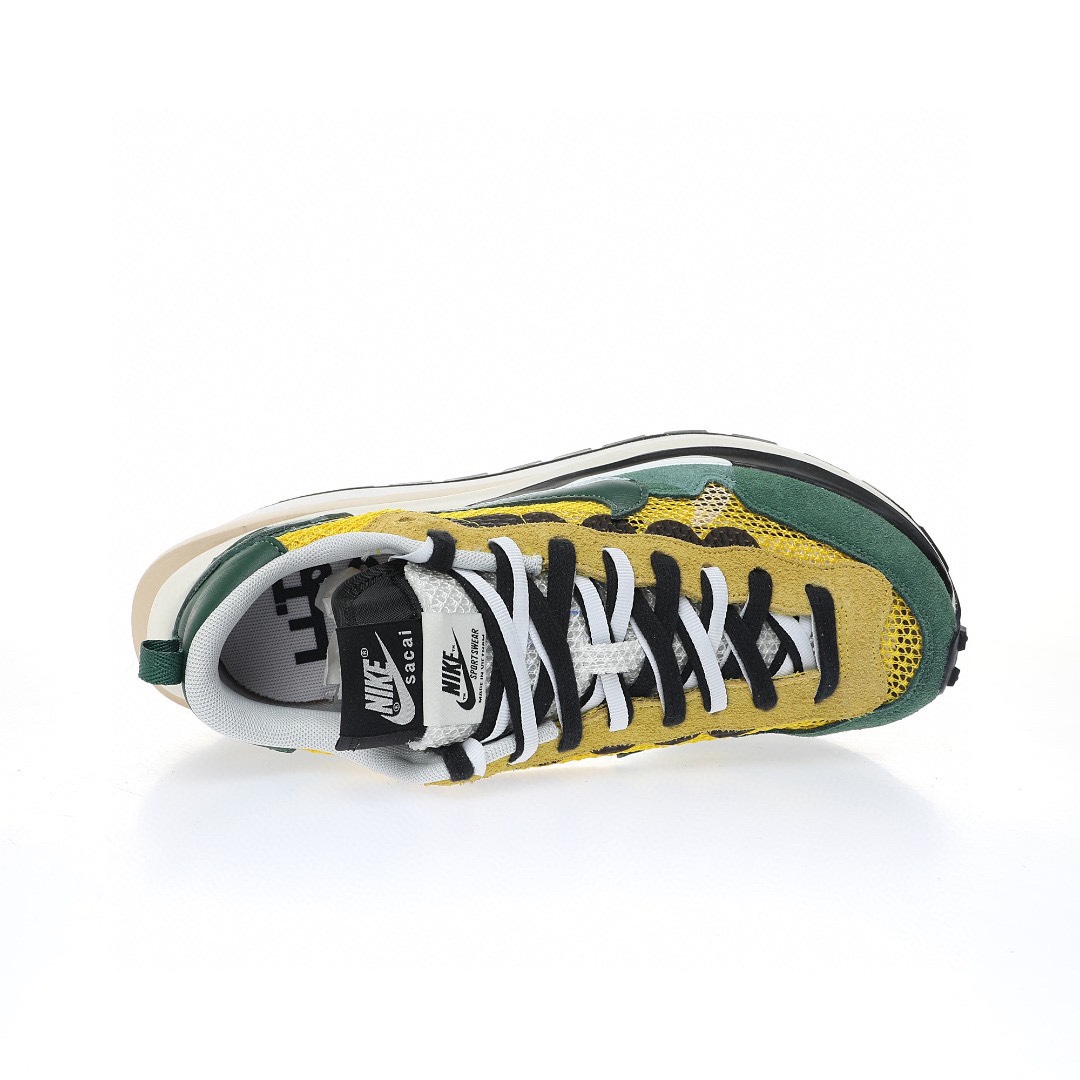 Sacai x Nike VaporWaffle 3.0"Tour Yellow"系列改良馬拉松變形解構前衛設計五層底休閒運動慢跑鞋「透吸深綠黃白大重疊雙鈎子」