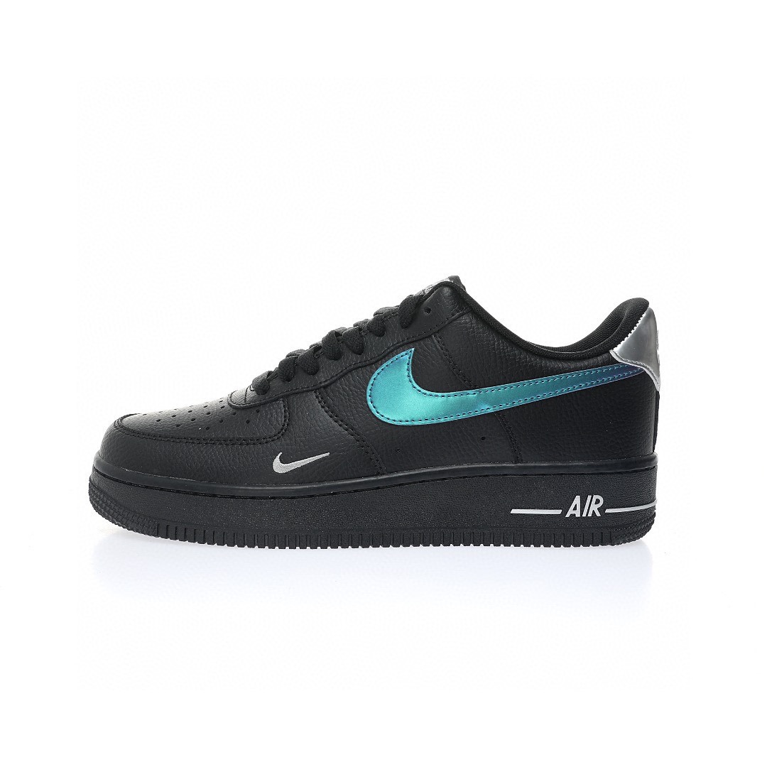 Nike Air Force 1 “皮革黑鐳射藍太空銀小鉤”