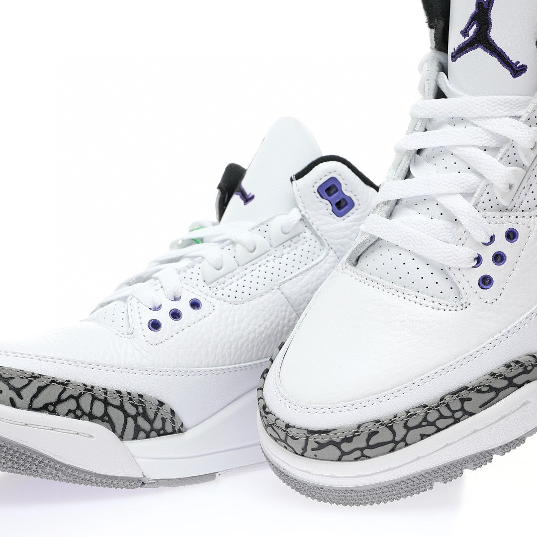 Air Jordan 3 白葡萄紫水泥爆裂紋