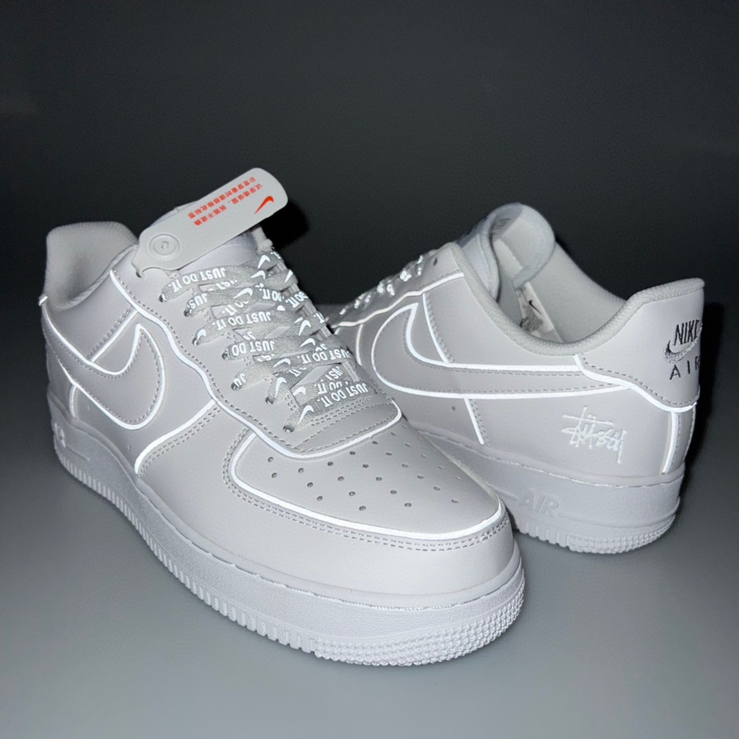 Nike Air Force 1 “皮革白銀邊反光”