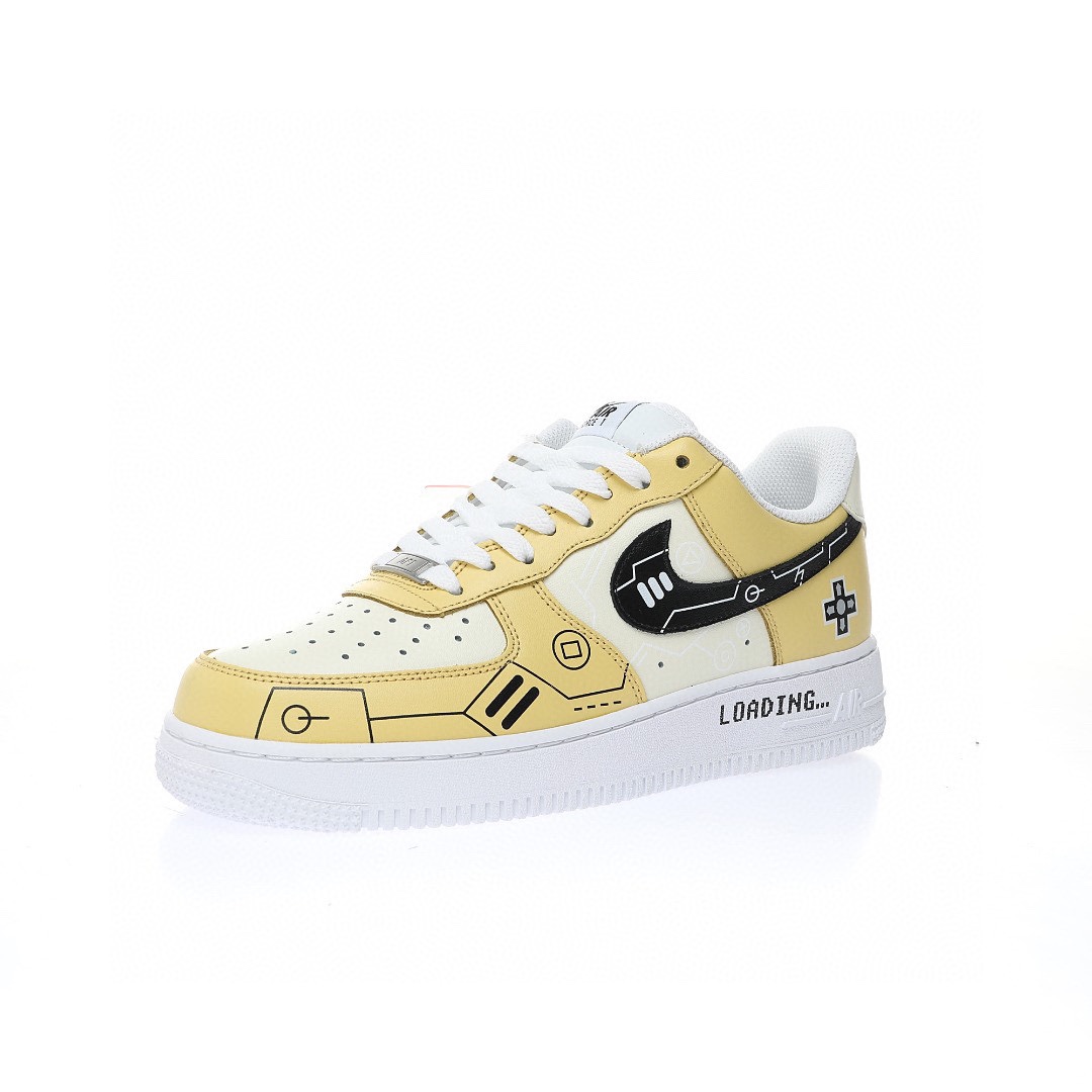 Nike Air Force 1 “皮革白黑淺黃遊戲印花”