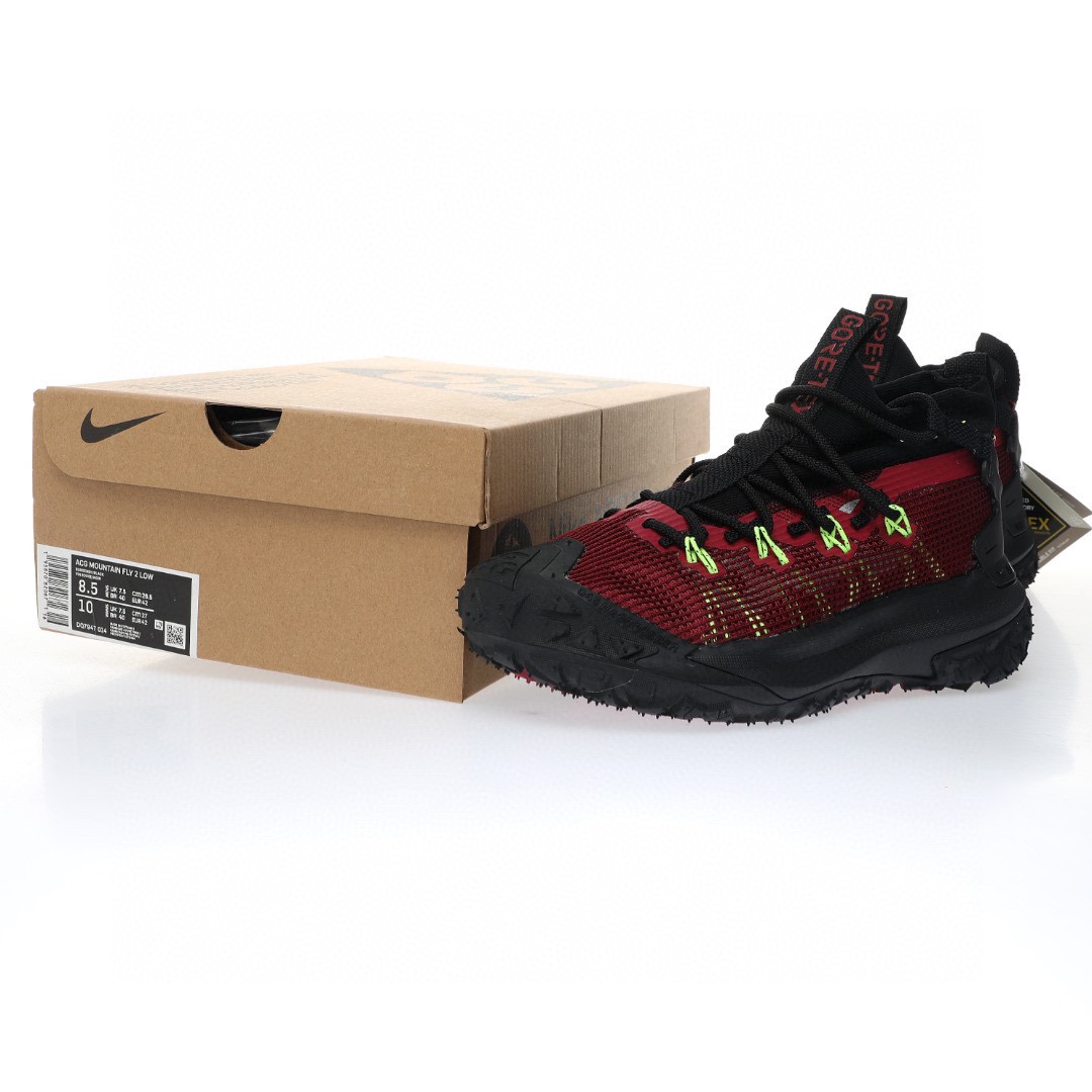 NIKE ACG Mountain Fly GTX SE Mid"Black/Wine Red/Volt"ACG山脈2代系列中幫戶外登山越跑徒步休閒運動鞋「網布黑酒紅螢光綠」