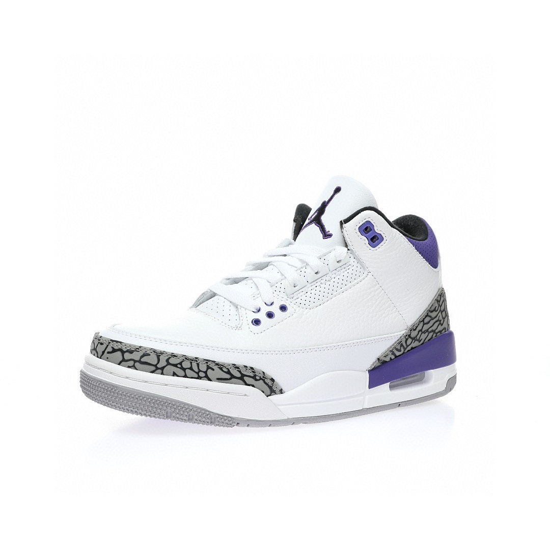 Air Jordan 3 白葡萄紫水泥爆裂紋
