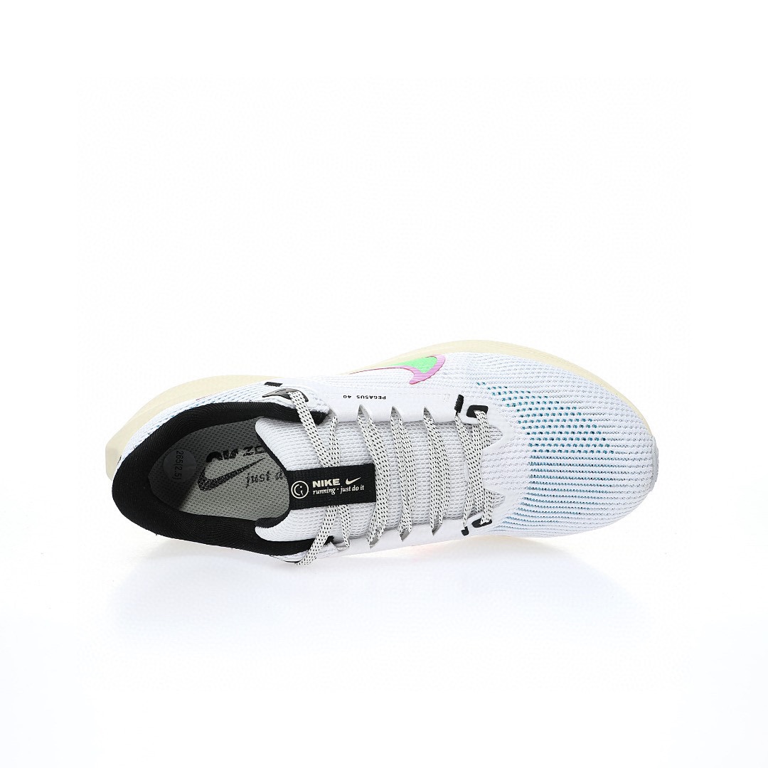Nike Air Zoom Pegasus 40 Wide"White/Color"40代超級飛馬渦輪增壓馬拉松休閒運動慢跑鞋「網織白黑彩色鴛鴦鈎子」