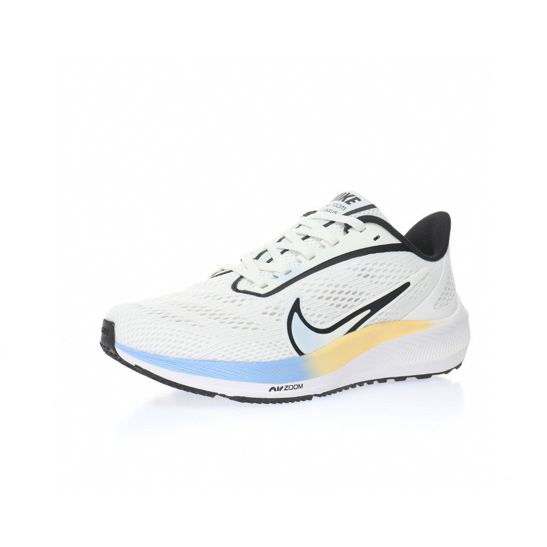 Nike Air Zoom Pegasus 39代超級飛馬渦輪增壓馬拉松休閒運動慢跑鞋「網織白黑藍黃漸變」