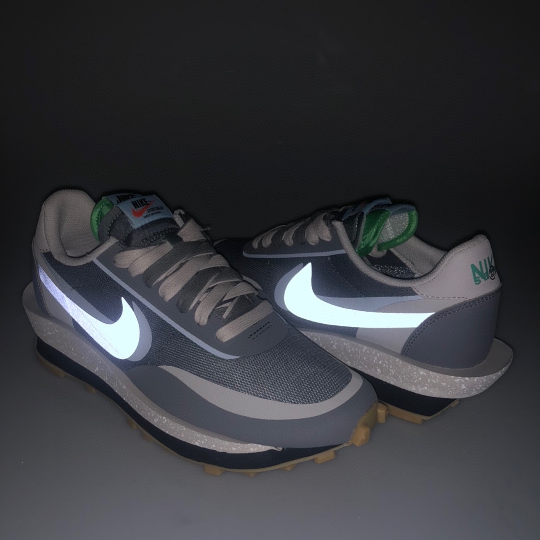 CLOT x Sacai x Nike LDV Waffle"K.O.D. 2/Cool Grey"重疊設計前衛華夫變形休閒慢跑鞋「聯名網紗灰藍解構」