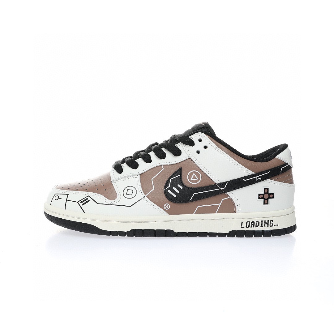 Dunk Low “皮革白黑巧克力棕遊戲印花”