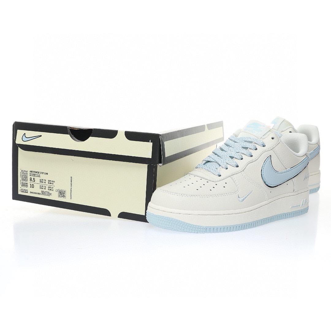 Nike Air Force 1 “皮革白淡藍銀小鉤”
