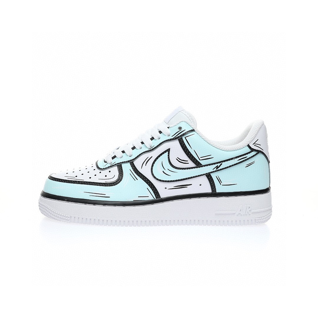 Nike Air Force 1 “二次元馬克筆塗鴉薄荷綠黑白”